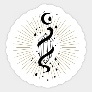 Magical Snake with Crystal under the Moon Sticker